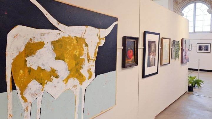 paintings hung in the Fine Arts Center