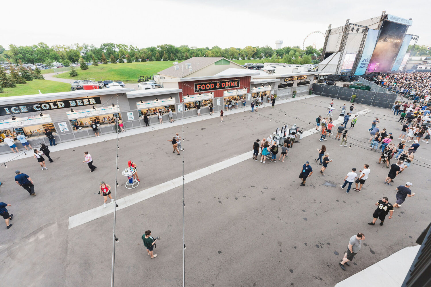 View of concessions and stage from west party deck